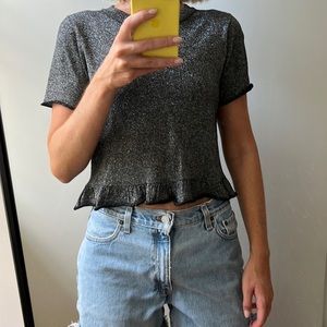 Zara knit top with flounce hem